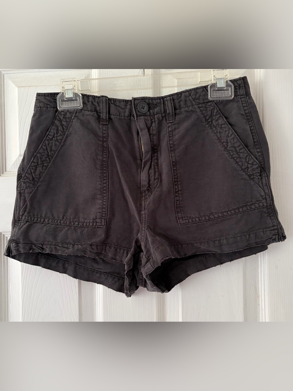 aerie Black High-Rise Patch Pocket Utility Shorts